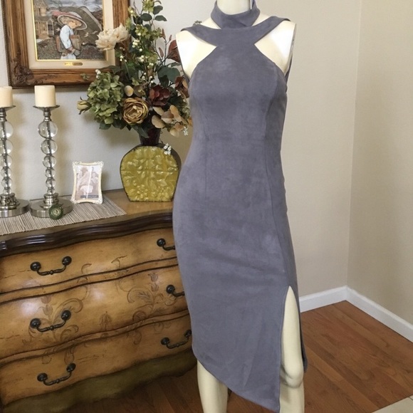 LF Dresses & Skirts - NWT LF asymmetrical micro suede midi dress
